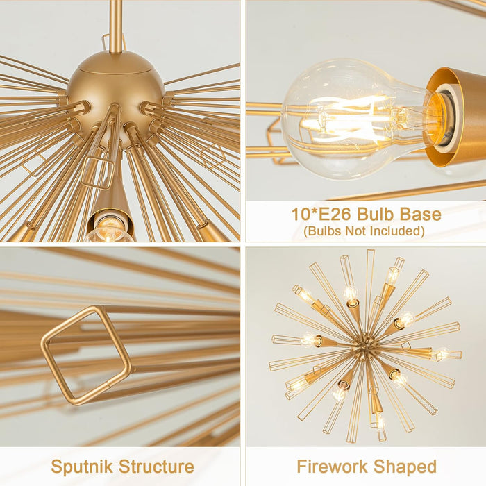 Gold Brushed Brass Sputnik Chandelier Elegant Lights