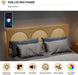 Rattan Bed Frame with Headboard, Wooden Platform Bed Frame Queen Size with Smart RGB LED Storage Headboard, Boho Wood Bed Frame No Box Spring Needed, under Bed Storage, Easy Assembly