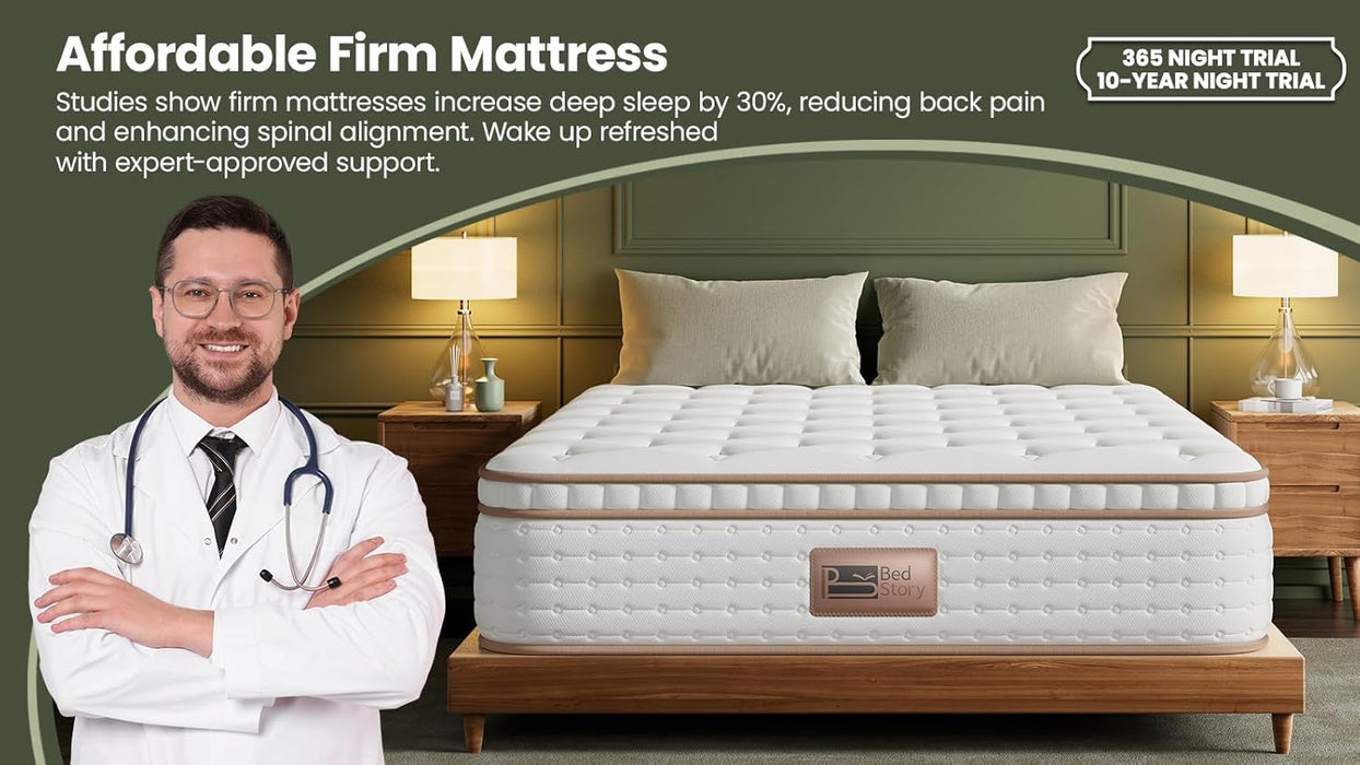 Queen Firm Hybrid Mattress Featuring Lumbar Support