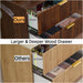 Dark Walnut Fluted 6 Drawers Dresser for Bedroom with Gold Handle
