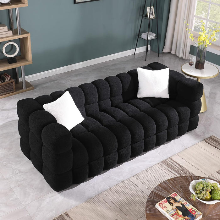 Modern Teddy Cloud Sofa - Comfy Boucle Tufted 3-Seater