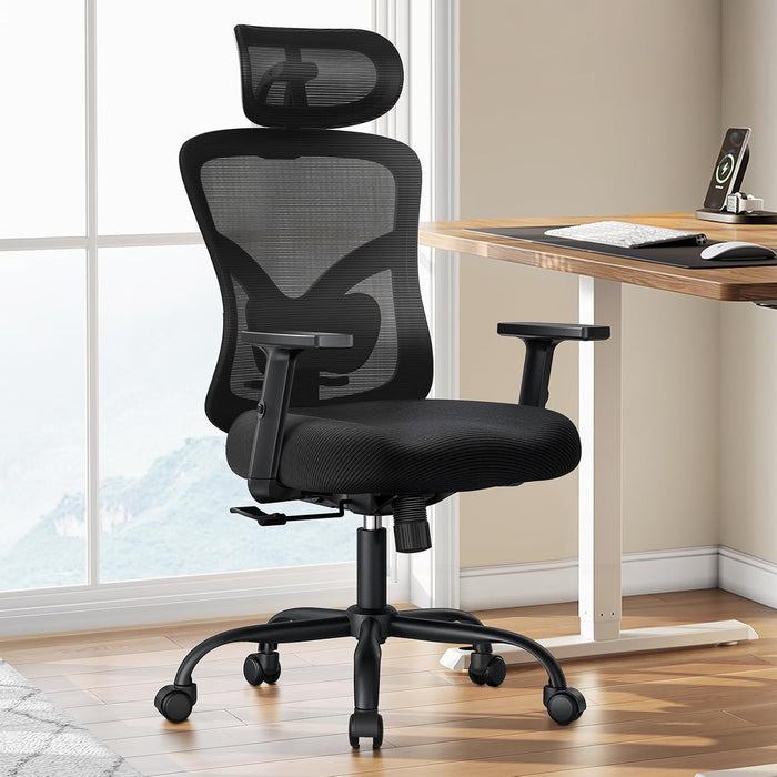 Ergonomic Office Chair with Lumbar Support and 2D Headrest