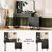 Large Vanity Desk with 3 Color Touch Screen Dimming Mirror, Vanity Desk with Charging Station, Modern Retractable Makeup Dressing Table, Makeup Table with Storage Shelves and 5 Sliding Drawers, Black