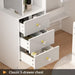 4-Drawers White Wood Makeup Vanity Sets Dressing Table Sets with Stool, Mirror, LED Light, Door and Storage Shelves