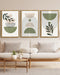 Large 16X24In Green Botanical Boho Wall Art Framed Modern Sage Bohemian Wall Decor Abstract Geometry Lines Prints Ready to Hang Natural Framed