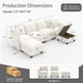 112-Inch Modular U-Shaped Sectional Beige Sofa Ottomans