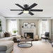 46" Low Profile Ceiling Fans with Lights and Remote,Black Indoor Ceiling Fans with Quiet Reversible DC Motor, Modern Flush Mount Fans Light for Bedroom Kitchen