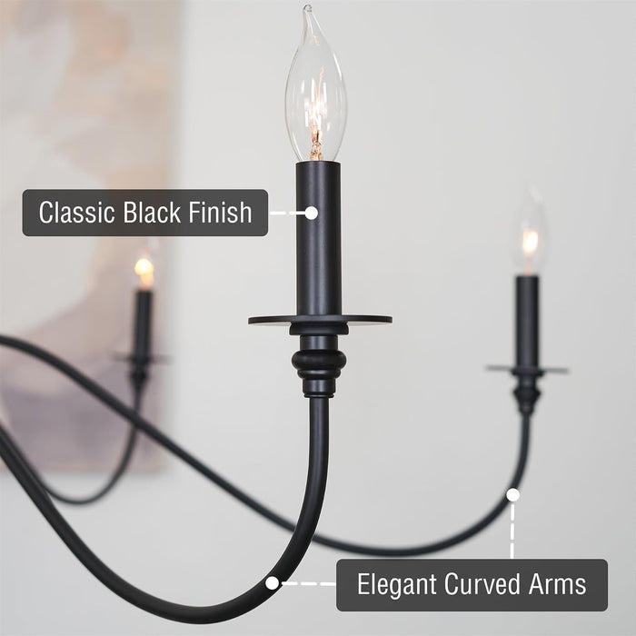 Archer 47Inch Black Chandelier Modern Farmhouse Design
