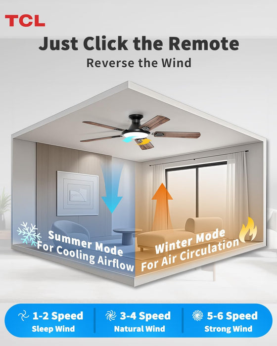 52" Low Profile Ceiling Fan with Light, Slim, Black, Flush Mount, DC Reversible Motor, 6 Speeds, Remote Control, Noiseless, Dimmable, LED Light, 3CCT, Modern Matte Black Ceiling Fan for Bedroom