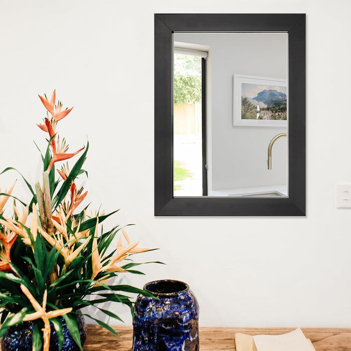 Rectangular Wall Mirror 12x16 Premium Obsidian Frame