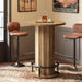 round Bar Table, 39.4" H Wood Bistro Pub Table with Metal Ring Footrest for Dining Coffee Cocktail Living Room, Small Space, Brown(Only Table)