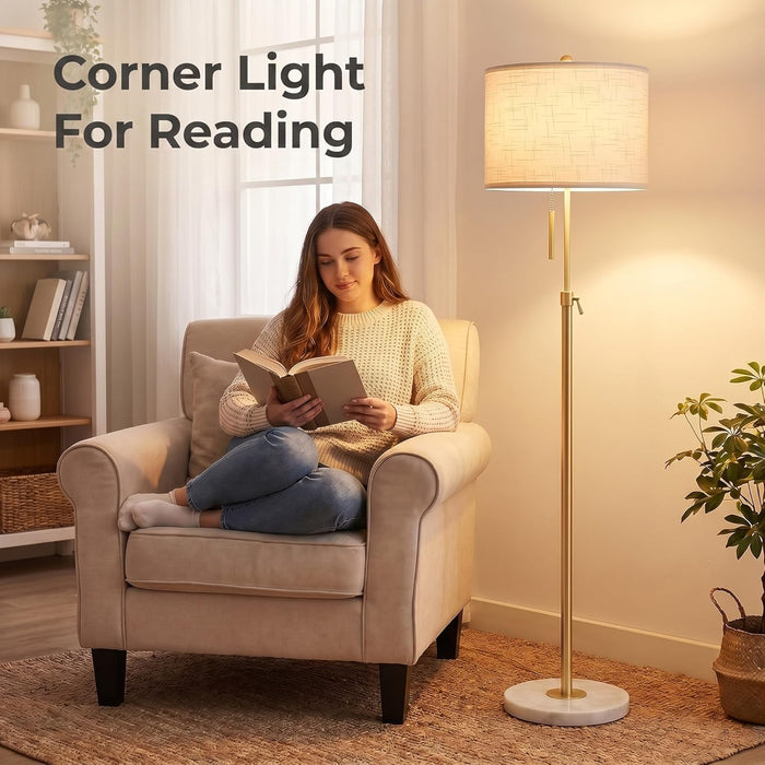 Gold Floor Lamps for Living Room, 55"-67" Height Adjustable Modern Tall Lamp, 3-Way Dimmable Standing Lamp for Bedroom Office Reading Corner Home Decor, New House Warming Gifts