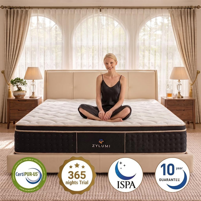 12 Inch King Mattress,Hotel Luxury Hybrid Mattress in a Box, Pocket Innerspring for Motion Isolation, 365-Night Trial & Forever Warranty