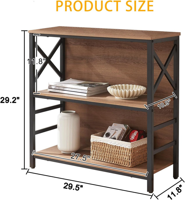 Brown IndustrialGrade 3 Tier Bookcase With Backboard