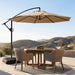 10Ft Cantilever Patio Umbrella with Base Included, 30 MPH Wind-Resistant Offset Outdoor Hanging Umbrella with 45 Degree Infinite Tilt and Smooth Crank, 260Gsm Solution-Dyed 8-Year Fade-Resistant Canopy for Backyard Pool Deck, Beige