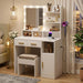Vanity Desk with Mirror and Lights | Makeup Vanity Desk with 3 Drawers & Storage Shelves & Side Table, 3 Color Modes & Adjustable Brightness, Bedroom Furniture