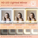 Makeup Vanity Desk with Sliding LED Lighted Mirror, 47.2"W Large Vanity Desk with Drawers, Shelves and Side Storage, RGB Glass Cabinet, White Vanity Table Set with Charging Station for Bedroom