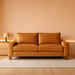 Faux Leather Loveseat Sofa 71Inch Brown SolidWoodenFrame