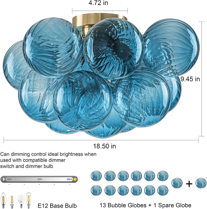 Flush Mount Chandelier Brilliant Blue Glass Globes