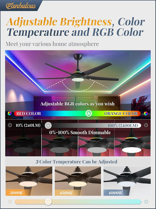 56 Inch Smart Ceiling Fan App Remote System