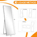 Mirror Full Length, Upgraded Body Wall Mirrors with Shatter-Proof Glass, Floor Standing, Hanging or Leaning, Tall Mirror with Stand Aluminum Alloy Frame for Bedroom Cloakroom