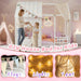 White Twin House Bed With LEDBookshelfIllumination