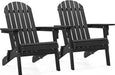 Folding Adirondack Chair Set of 2 Outdoor, 300LBS Solid Wood Garden Chair Weather Resistant, Fire Pit Lounge Chairs for Garden/Yard/Patio/Lawn, Black