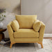 Large-Sized Accent Chair, Thick Cushion Bedroom Reading Chair, Comfortable Living Room Single Sofa, Linen Yellow