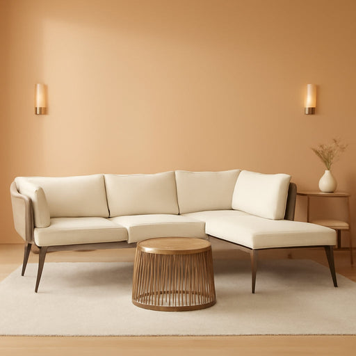 3 Pieces Patio Furniture Set, Outdoor Wicker Conversation Sectional L-Shaped Sofa with 4 Seater for Backyard, Porch, Boho Detachable Lounger with Cushions and Coffee Table - Beige