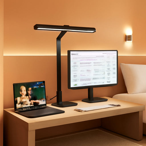 Desk Lamps for Home Office: 2 in 1 Eye-Caring Modern LED Desk Lamp for Worker - 5 Color Temperature 10 Brightness Computer Light - Memory & Timer Func Desk Light for Student, Seniors