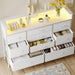 White LED Dresser with 9 Drawers and Charging Station