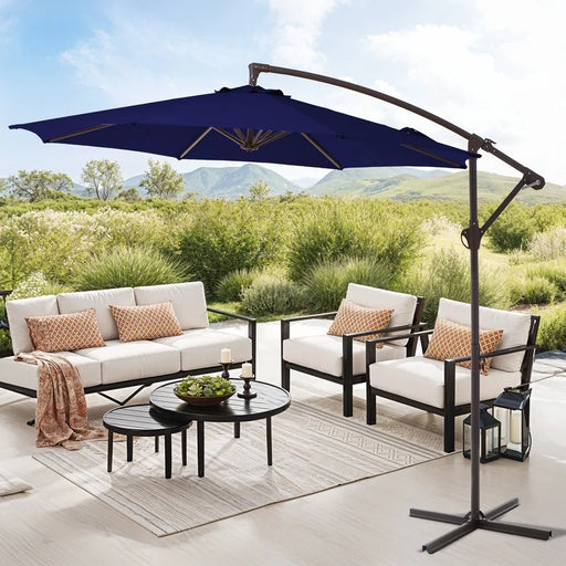 10' Outdoor Hanging Offset Cantilever Umbrella for Patio(No Base), Navy Blue