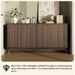 59'' Sideboard Buffet Storage Cabinet with Metal Handle, Fluted Cabinet with Rounded Corners, Modern Buffet Table Accent with 4 Doors for Coffee Bar, Console Table,Walnut