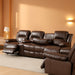 3-Piece Living Room Reclining Sofa Set|Bonded Leather Upholstery|Manual Reclining with Drop down Table and Mid Console (Brown, 3 Pieces)