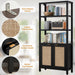 Rattan Boho 5 Tier BookshelfStorageUnit With Doors