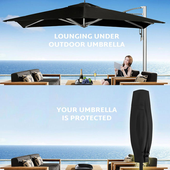 Outdoor Patio Umbrella Cover Fits 9, 10, 11, 12, 13 Feet Offset Umbrella, Cantilevers Offset Umbrella or Large Market Umbrella, 600D Waterproof and Weatherproof with Zippers and Rod