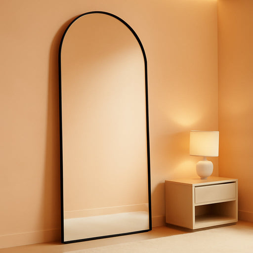 -34X76 Inch Wall Mount Arched Full Length Mirror-Aluminum Alloy Frame High Definition-Full Body Mirror for Bedroom or Living Room,Black
