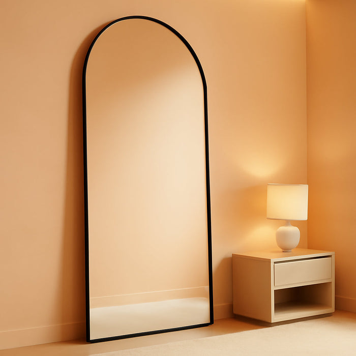 -34X76 Inch Wall Mount Arched Full Length Mirror-Aluminum Alloy Frame High Definition-Full Body Mirror for Bedroom or Living Room,Black