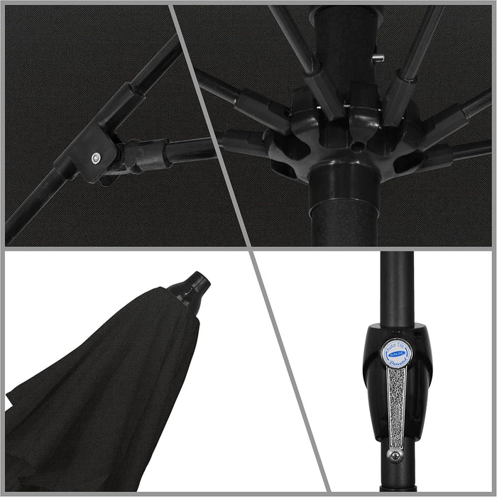 12-Year Protection 9-Ft Outdoor Patio Umbrella, Sunbrella Fade-Resistant Acrylic Fabric, Auto Tilt and Crank, Heavy-Duty Aluminum Frame/ Reinforced Ribs, Bronze Pole, Black