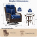 3 Pieces Outdoor Swivel Rocker Chairs with Rattan Side Table