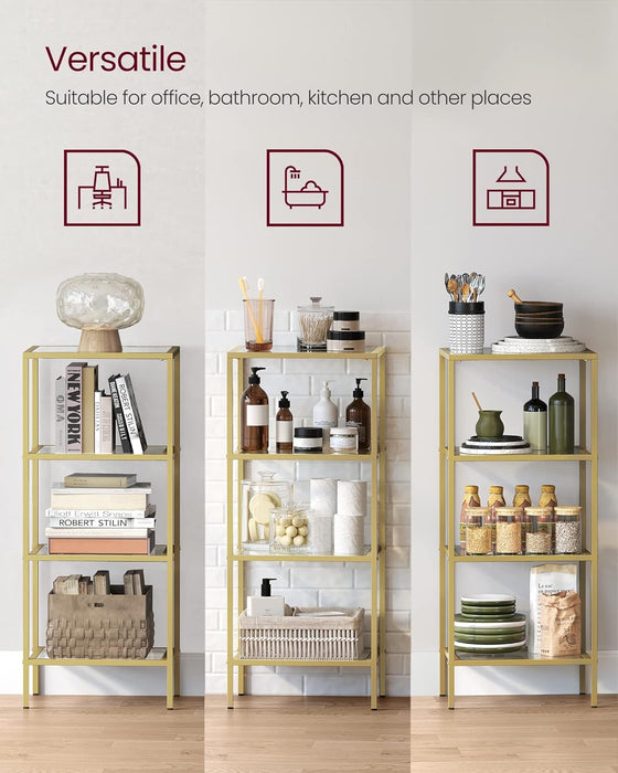 UltraSlim Bookshelf Gold Frame Modern Display Unit