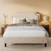 Chenille Queen Size Bed Frame with Belgrave Headboard, Beige