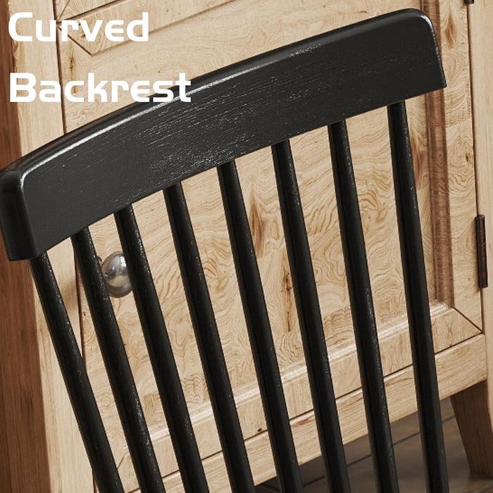 Dining Chairs Set of 4 Windsor Dining Chair, Spindle Back Farmhouse Kitchen Chairs Armless Solid Wood Side Chairs for Home/Dining Room/Restaurant/Patio,Black Finish