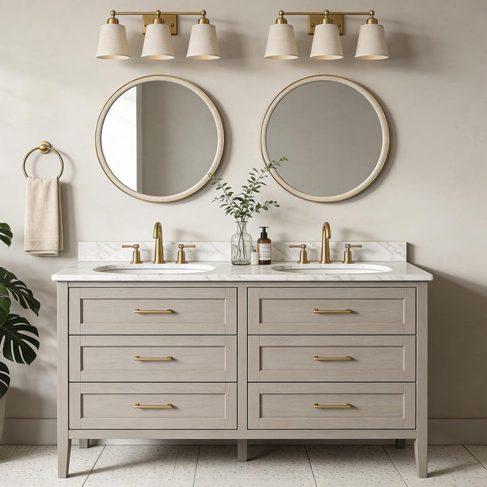 round Mirror 28 Inch,Linen-Texture Circle Wall Mirror for Bathroom, Bedroom, Entryway, Living Room