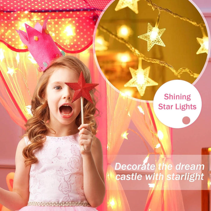 Princess Tent Girls Large Playhouse Kids Castle Play Tent with Star Lights Toy for Children Indoor and Outdoor Games, 55'' X 53'' (Dxh)