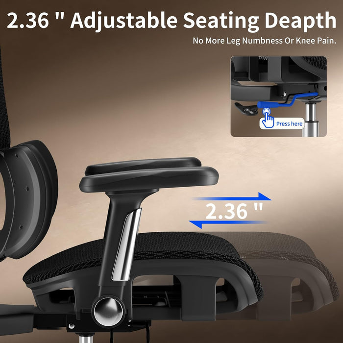 Mesh Office Chair Breathable, Office Chairs, Desk Chair with Adjustable Lumbar Support, Computer Chair, 5D Flip-Up Armrests, 330Lbs Capacity, Tilt Lock, 3D Headrest