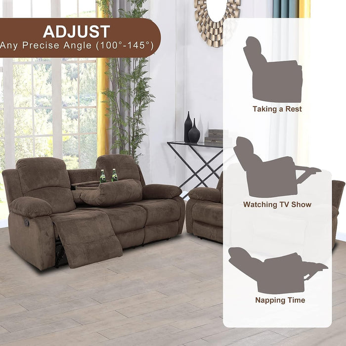 Corduroy Living Room Furniture Set Reclining Sofa Set Loveseat Furniture Sets in Living Room Sofa Recliners(Sofa+Loveseat, Taupe Corduroy)