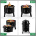 Vertical 17 Inch Steel Charcoal BBQ Smoker, Heavy Duty 3-In-1 Portable Outdoor Grill Cooker with Built-In Thermometer &Adjustable Vent Systems for Outdoor Backyard Cooking Grilling Camping