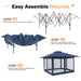 13’X13’Pop up Gazebo, Outdoor Gazebo Tent with W/ Netting Walls, Double Vented Roof Canopy, Navy Blue