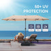 13Ft Rectangle Patio Umbrella, Double Sided Outdoor Table Umbrella with Crank & 1.5" Pole, Large Market Umbrella for Poolside Garden Deck Backyard, Beige